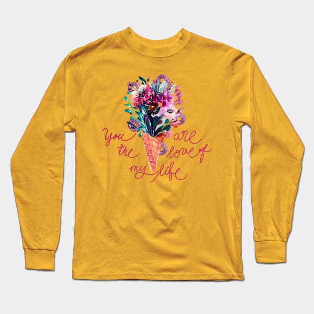 You are the Love of my Life, flowers bouquet in blush pink Long Sleeve T-Shirt by IngaDesign